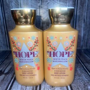 2-Pack Bath & Body Works HOPE Winter Peach Marshmallow Body Lotion Full Size NEW